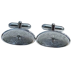 Gemelos vintage de plata de ley con diamantes firmados por Anson
