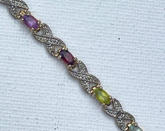 Designer Victoria Townsend signiertes Tennis Armband - Multi Edelstein - Sterling Silber