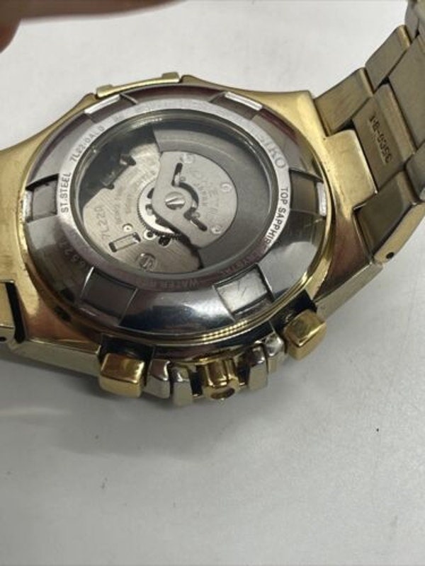 Seiko Coutura Kinetic Chronograph 7L22-0AL0 Gold Tone Rare Seiko Coutura Kinetic Chronograph 7L22-0AL0 Gold Tone Rare