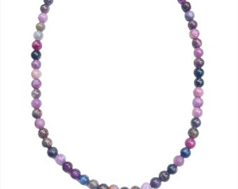 Rubin & Saphir Perlenkette - Sterling Silber Verschluss