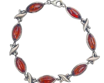 Vintage Sterling Silber Bernstein Armband