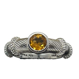 Sterling Silver Ring 925 Size 8 Judith Ripka Signed Band Citrine Thailand
