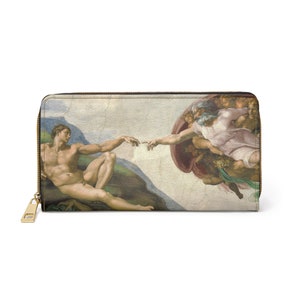 Zipper Wallet Creation of Adam Sistine Chapel God and Adam Michelangelo Hands Renaissance