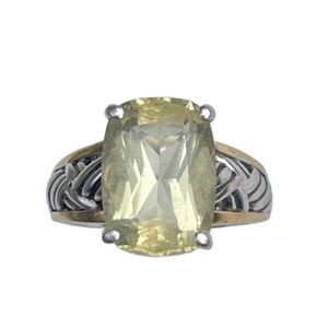 Vintage Prasiolite 14k Gold and Sterling Silver Ring - Size 7.5