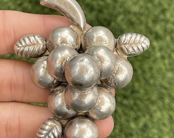 Vintage Sterling Silber Brosche Pin 925 Mexico Grape Cluster Riesige 20 Gramm