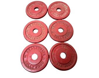 Vintage Lot of 6 Plates - Healthways Hollywood 2.5 Pound Plates 1" 1950s