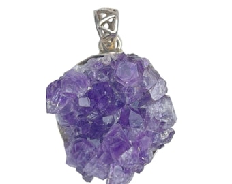 Vintage Amethyst Sterling Silber Anhänger Druzy