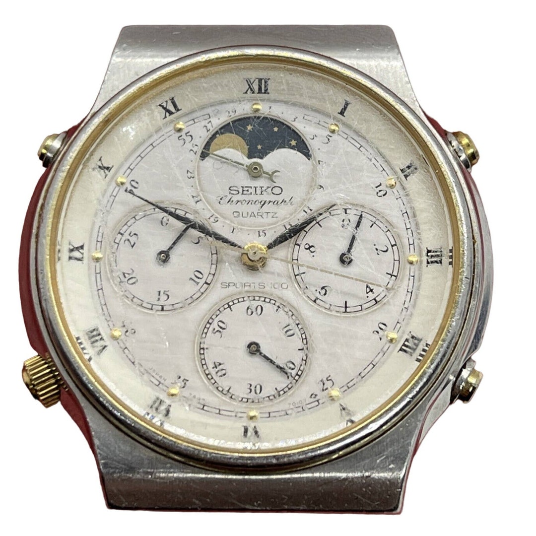 SEIKO ムーンフェイズ　QZ 7A48-7000 Seiko Cruising Triple Calendar MoonPhase Chrono - 7A48-7000
