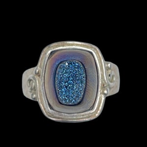 Vintage Sajen Druzy Sterling Silver Ring - Size 7
