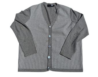 Vintage 100% Cashmere mens size Medium cardigan sweater saks fifth ave - stained