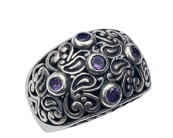 Vintage Sterling Silber Amethyst Ring - Größe 6,5 schwer 17 Gramm