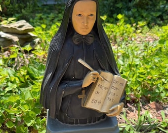 Vintage Chalkware Saint Frances Xavier Mother Cabrini Statue 1940s 14"