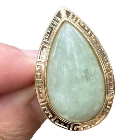 Vintage Sanuk Signed 14k Jade Ring 15 Carat Natural Jade Size 8 9.5 Grams Etsy