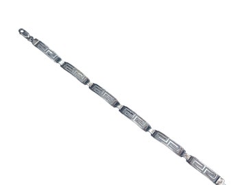 Vintage Sterling Silber Griechischer Schlüssel Armband 17,8 cm