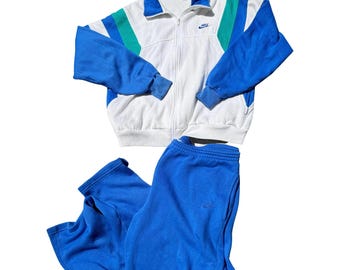 Vintage Nike Sweatshirt Träningsbyxor Set storlek Medium grå etikett 90-tal