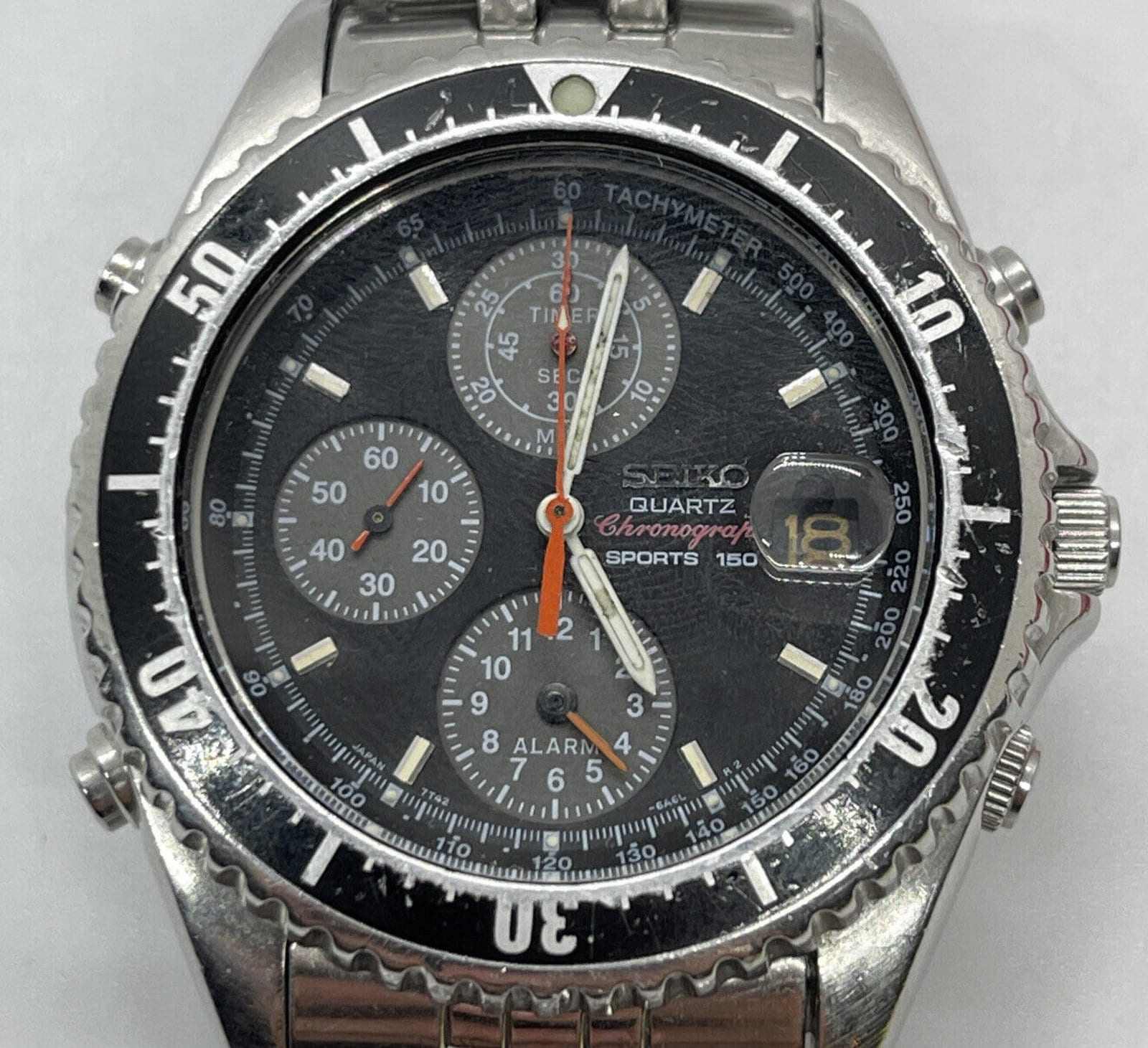 SEIKO クロノグラフスポーツ150 7T42-6A5A SEIKO 7T42-6A50 SPORTS 150 DIVER GOLD SIL DIAL DEPLOYMENT