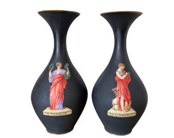 Early 1900s Antique French Vase Pair Sevres European Vases Poercelain