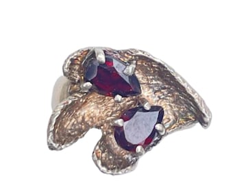 Vintage Sterling Silber Granat Ring - Größe 65
