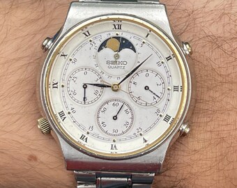 Vintage 7a48-7000 JDM Seiko Chronograph Quartz Watch Moon