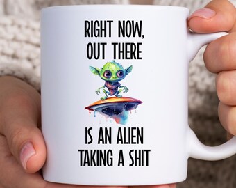 Alien Mug, Gift Idea For Extraterrestrial Believer, UFO Enthusiast, Flying Saucer Mug, Alien Gift, Martian Mug, Outer Space Creature Mug