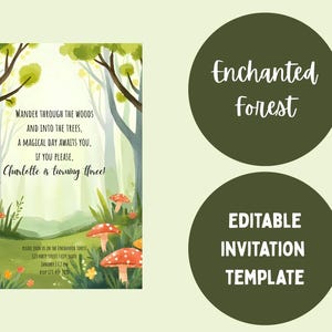Enchanted Forest Birthday Invitation – Editable Template in Canva