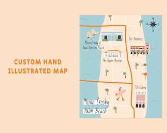 Custom Hand Illustrated Map: Wedding, Airbnb, Event (Downloadable Print)