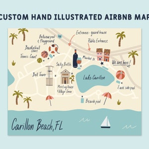 Benutzerdefinierte hand illustrierte Karte von Hochzeit, Ziel, Ort, Event, Airbnb, herunterladbarer Druck - jede Größe