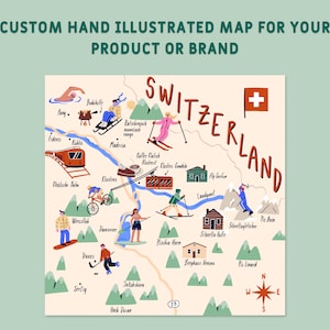 Custom Hand Illustrated Wedding Invitation Map, Save the Date, Itinerary, Business print - Any Location and Size | Printable File