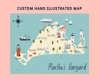 Custom Hand Illustrated Wedding Invitation Map, Save the Date, Welcome Map, Itinerary, Event Map - Any Location and Size | Printable File