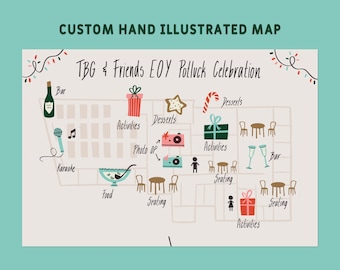 Custom Hand-Illustrated Wedding Map: Party & Event Venue (Printable File)