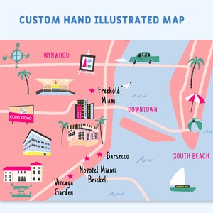 Niestandardowa ręcznie ilustrowana mapa zaproszeń ślubnych, zapisz datę, mapa powitalna, trasa, mapa wydarzenia - dowolna lokalizacja i rozmiar | Plik do druku