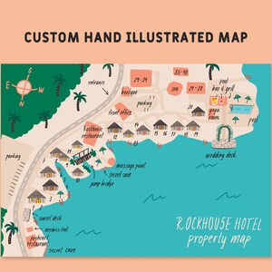 Custom Hand Illustrated Wedding Map, Save the Date, Welcome Map, Itinerary, Event Ma, Illustrate Invitation | Printable File