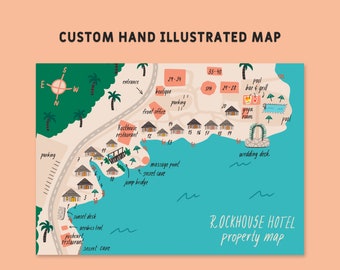 Custom Hand Illustrated Wedding Map, Printable File