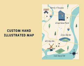 Custom Hand-Illustrated Wedding Map: Event Itinerary (Digital File)