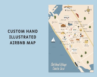 Custom Hand Illustrated Wedding Invitation Map, Save the Date, Welcome Map, Itinerary, Event Map - Any Location and Size | Printable File