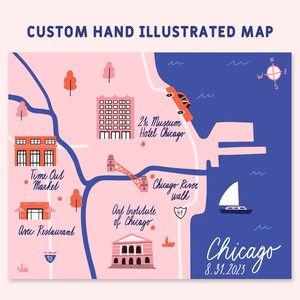 Custom Hand Illustrated Wedding Invitation Map, Save the Date, Welcome Map, Itinerary, Event Map - Any Location and Size | Printable File
