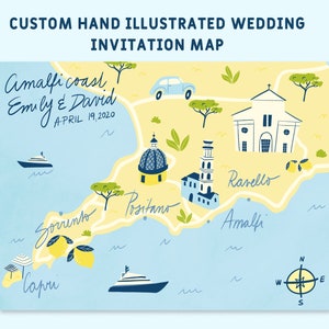 Carte d'invitation de mariage illustrée à la main personnalisée, réservez la date, carte de bienvenue, itinéraire, carte d'événement - n'importe quel emplacement et taille | Fichier imprimable