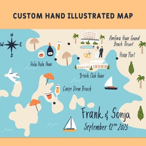 Carte d'invitation de mariage illustrée à la main personnalisée, réservez la date, carte de bienvenue, itinéraire, carte d'événement - n'importe quel emplacement et taille | Fichier imprimable