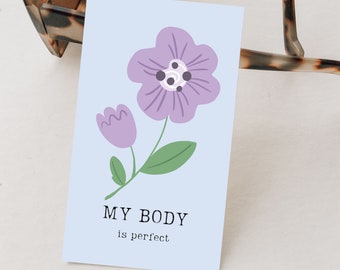 Positives Körperbild Karten für Selbstwertgefühl Affirmation Printables für tägliche Ermutigung Körperakzeptanzkarten druckbare Kunst