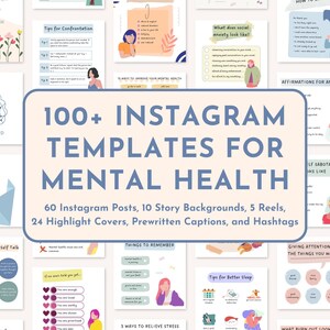 Therapist Instagram Template Social Media Bundle Canva Mental Health Customizable Posts Package Stories Wellness Content Graphics Design