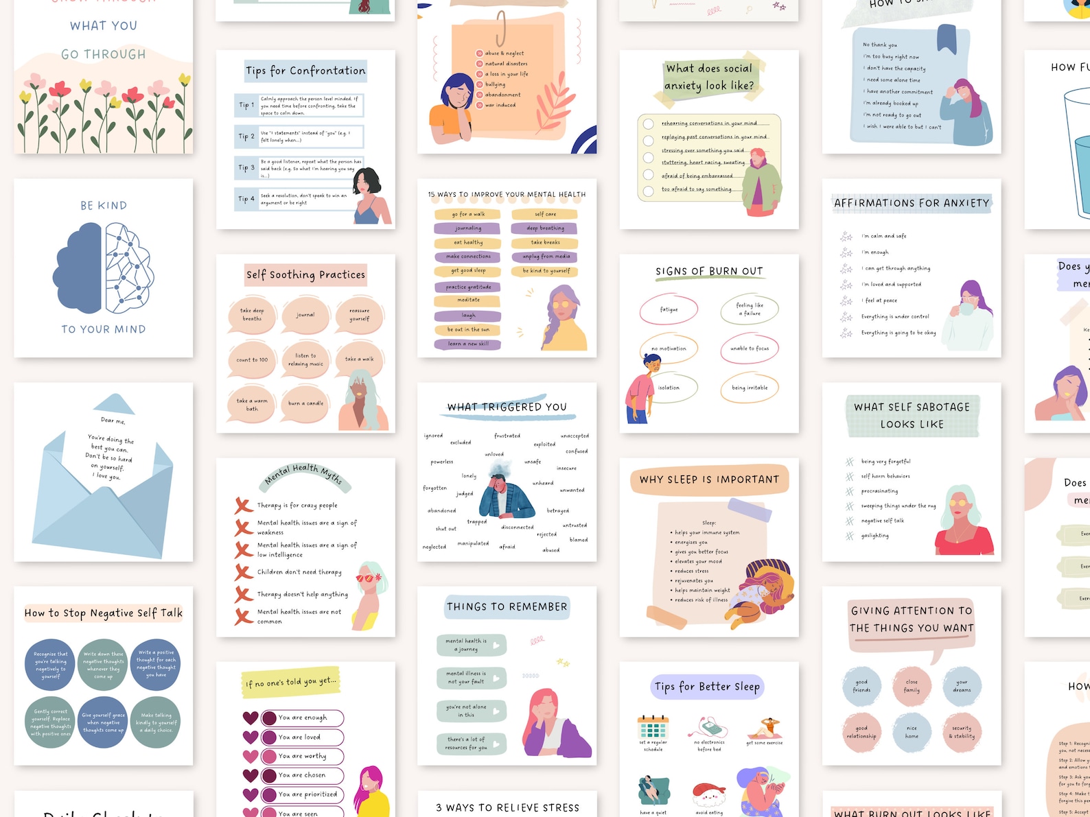 Mental Health Social Media Bundle Customizable Canva Templates ...