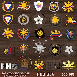 Filipinas Sun SVG Logo Pintables, Diseños de camisas filipinas, Imágenes prediseñadas de la bandera del sol filipina, Diseños Pinoy Png, Diseños de arte de pegatinas del sol filipino