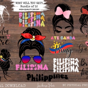Funny Filipino Messy Bun Girl SVG PNG: Philippines Pride (Digital Download) image 2