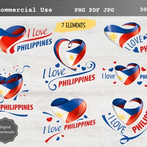 Philippine Flag Heart PNG: Sublimation Designs Bundle (Digital Download)