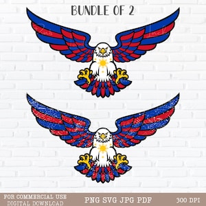 Philippine Flag Eagle Clip Arts Printable, Bundle of 2, Filipino Pinoy Flag SVG , Distress Philippines Sun Stars Flag PNG for Sublimation