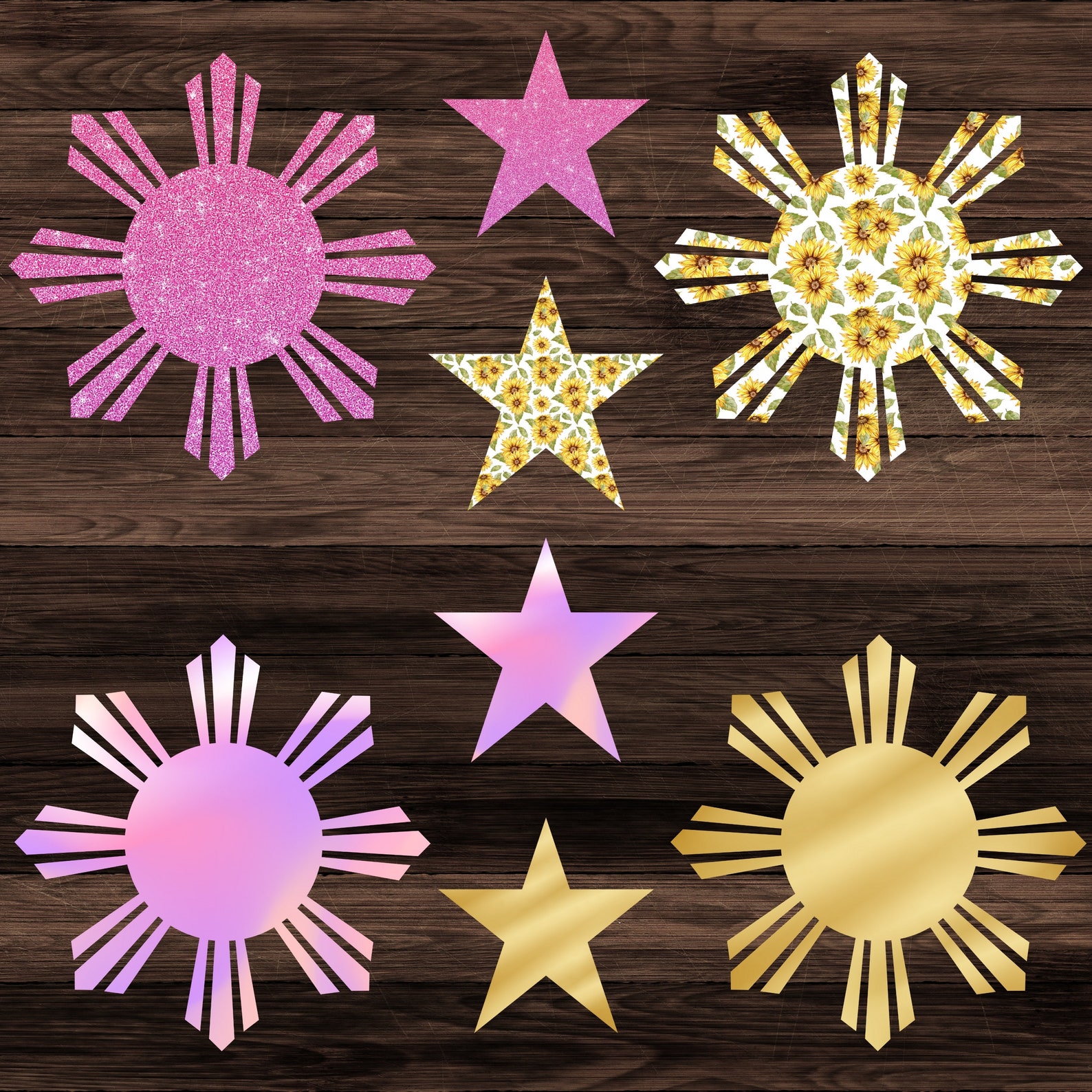 Philippines Sun Stars PNG Clip Arts, Filipino Sun PNG Printable, 16 ...