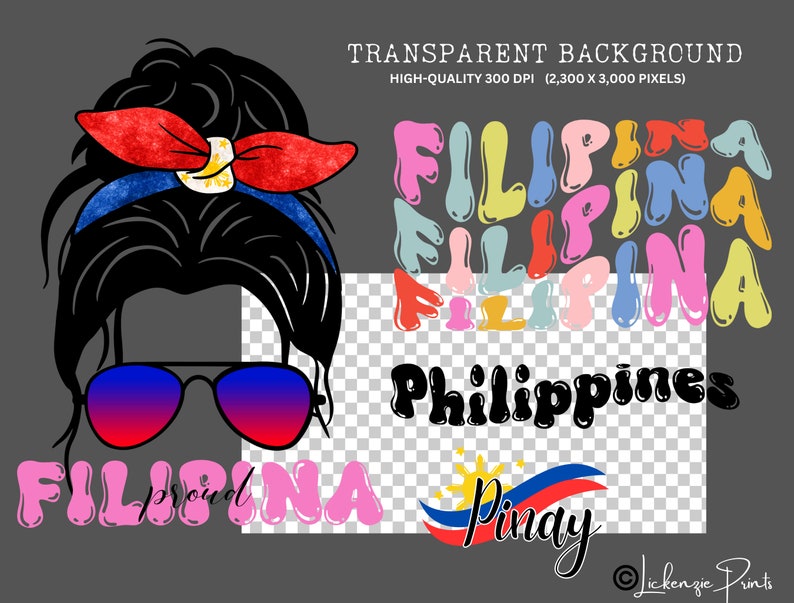 Funny Filipino Messy Bun Girl SVG PNG: Philippines Pride (Digital Download) image 5