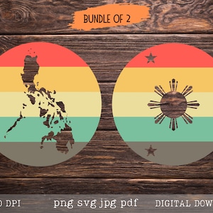 Retro Philippines Flag Map SVG PNG: Filipino Shirt Designs (Digital Download)