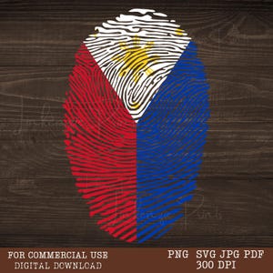 Filipino Flag Thumbprint: Philippine Pride PNG SVG (Digital Download)