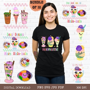 Funny Filipino Halo-halo Clip arts PNG, 10 Bundle Philippines Cuisine Halo halo Dessert SVG Cute Kawaii Philippine Food Clip arts Printable